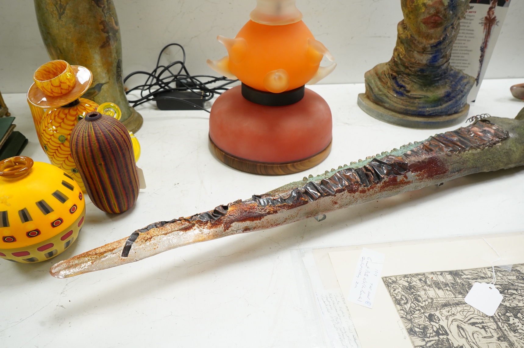 Sylvie Belanger, an art glass model of a sword- 127cm long